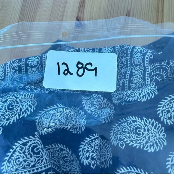 Anokhi Blue Paisley Midi Dress Long Sleeve A line 100% Cotton India Modest S - Picture 9 of 9